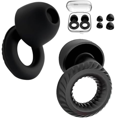 JYNVO Bouchons d'Oreilles Anti-Bruit, 30dB réduction de bruit, 2 Paires Embouts, Silicone Lavable, pour le sommeil, la concentration, les voyages et la sensibilité au bruit | Protection auditive