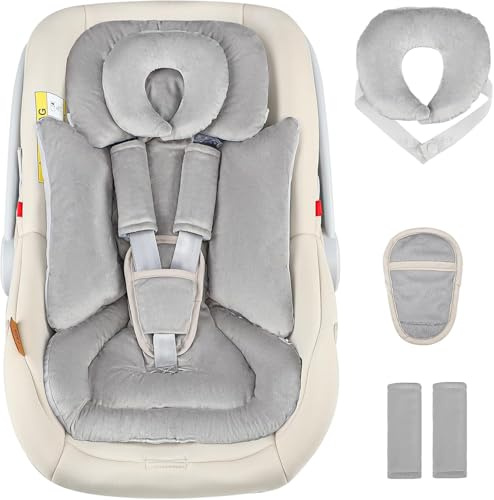 Baby Autositz Kissen, beidseitig verwendbares Sitzkissen für Frühchen | universelle Kopf- und Körperstütze für Babyschalen, Kinderwagen und Babysch,Grau