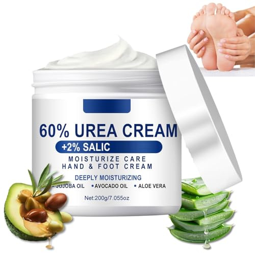 Urea Creme 60 Prozent 200g, 60% Urea Fußcreme, Fusscreme mit U rea für Trockene Füße und Hände, Feuchtigkeitsspendende Hornhautentferner Creme, Fußcreme für Ellbogen, Knie, Fersen & Hände