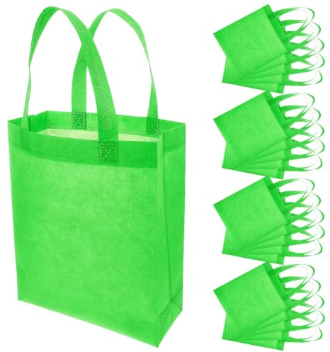 Healifty 30 Bolsas Reutilizables de Mano de Tela No Tejida Verde, Resistentes y Impermeables, Ideales para Fiestas y Compras, Diseño Minimalista y Tamaño 25x30x10cm