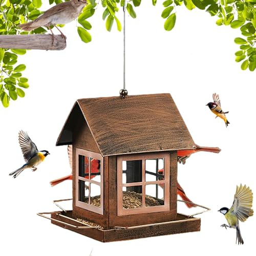 TOOSOAR Vogelfutterhaus Aufhängen,Vogelfutterstation Metall,Hohe Kapazität Bird Feeder,Wetterfest,Für Alle Gartenvögel Geeignet