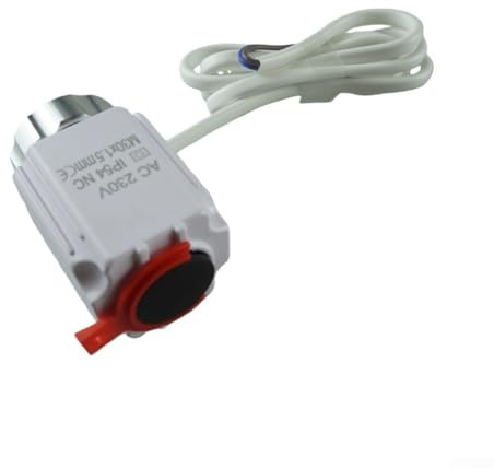 Attuatore termico elettrico per sistemi di riscaldamento a pavimento, doppia tensione 24V/230V, spinta 110N, classificazione IP54, cavo 60cm
