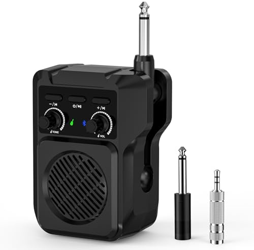 ZealSound Mini Guitar Amp for Electric Guitar & Bass, with 6.5mm +3.5mm, 5W | Portable Bluetooth Guitar Practice Amplifier & Speaker mit 4 Effects (Clean, Overdrive, Distortion, Reverb)