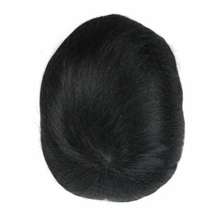 Herren-Kapillarprothese, Toupet-Perücken for Männer, natürliches schwarzes, unsichtbares menschliches Haar, vorne dünne Haut, Haarersatz Haaransatz fein(13X18cm)