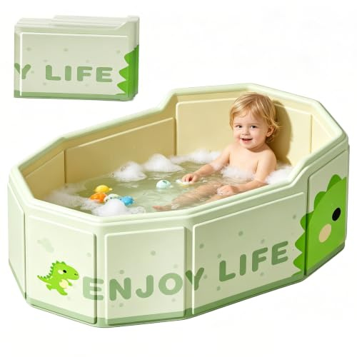 VEEKAY Bañera Plegable para Niños 75x45x28cm, Portátil con Tapón de Drenaje y Base Antideslizante, Bañera Bebe Ahorra Espacio para 0-8 Años