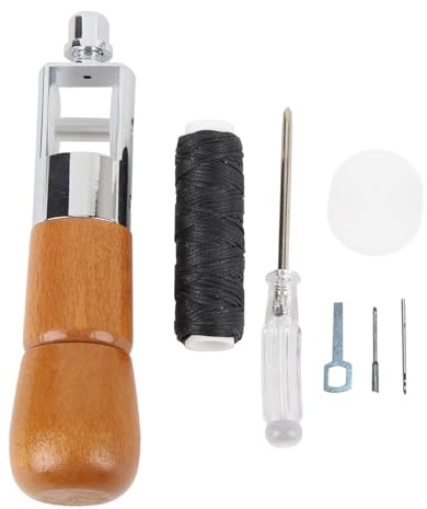 Arythia Kit de Punzón para Coser Cuero, Herramientas para Cuero Resistentes con Hilo Encerado, Herramienta de Mano Profesional para Costura de Lonas