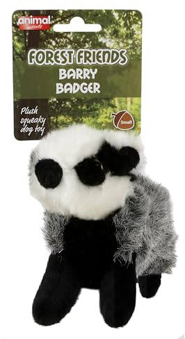 Animal Instincts Forest Friends Barry Badger Plüsch-Hundespielzeug, klein | Superweiches, quietschendes Spielzeug zum Apportieren und Apportieren, hochwertiger Stoff