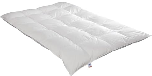 Irisette Daunendecke Edda extra warme Winterdecke, aus 100% Baumwolle 90% Daunen, 10% Federn mit Aufbewahrungstasche, 155 x 220 cm, weiß, Öko Tex Zertifiziert, entwickelt in Deutschland