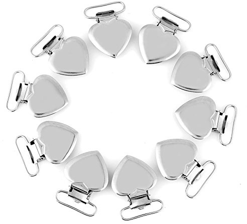 10 Stücke Metall Hosenträger Clips, 20mm Silber Schnullerband Halter Langlebig Pfirsich Herzförmige Hosenträger Bib Clip Straps Schnalle DIY Machen Lieferungen