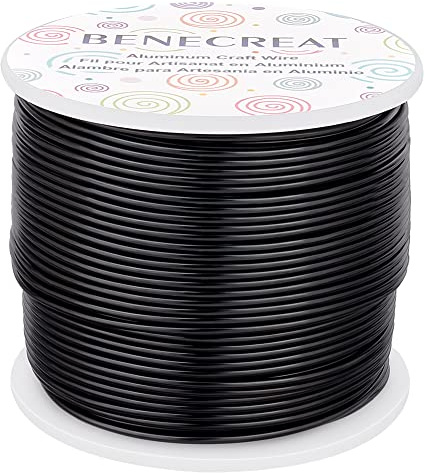 BENECREAT 15 Gauge (1.5mm) Aluminiumdraht 220FT (68m) Eloxiert Schmuck Handwerk machen Friesen Floral farbigen Aluminium Craft Draht - Schwarz