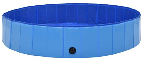 vidaXL Hundepool Faltbar Blau 160x30cm PVC Schwimmbecken Hundebad Wasserbecken