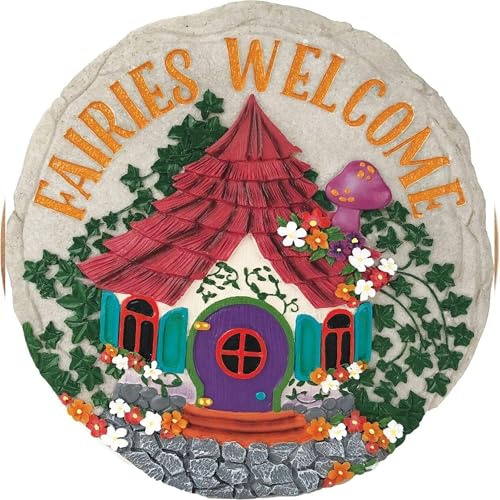 Spoontiques Gartendekoration, „Fairies Welcome “-Trittstein, dekorativer Stein für den Garten