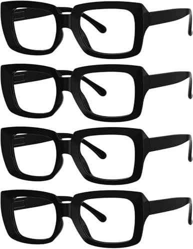 Eyekepper 4-pack snygga glasögon kvinnor – överdimensionerade fyrkantiga glasögon svart