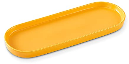 Simple Style Ceramic Sink Tray - Bathroom and Kitchen Cosmetics Dish, Candle and Perfume Tray (Yellow)