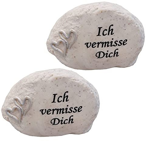 Decpero Gedenksteine Ich vermisse Dich / 2 Stück / 12x7,5x4,8cm / Poly