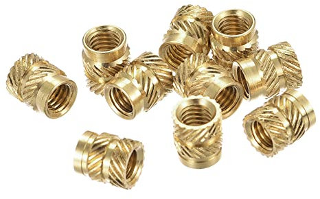 sourcing map 30Stk. Rändelmuttern Messing Einbettungsmutter M5 x 8mm L x 7mm Außendmr. Innengewinde