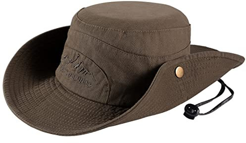 Obling Sonnenhut, UV-Schutz, Fischerhut, Sommerhut, Strandhut, Safari-Boonie-Hut, faltbar, Fischerhut, verstellbarer Kinnriemen, dunkelgrün, 7/7 1/4