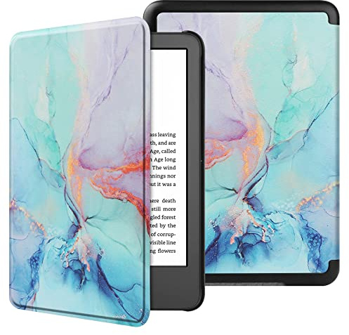 VOVIPO Custodia protettiva Slimshell per nuovissimo Kindle 6 pollici 2024/2022,Cover Leggera con Auto Sveglia/Sonno-Marble Blue