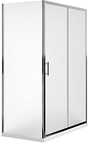 Box Doccia Angolare 80x100cm Apertura Scorrevole da 100cm Parete Fissa da 80cm Vetro Temperato Opaco 6mm Antinfortunistico Trattamento Anticalcare Maniglia Acciaio Inox Altezza 190cm Tenerife