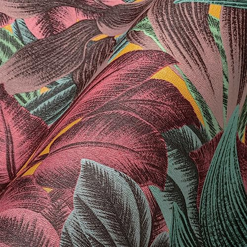 Livingwalls Travel Styles - Carta da parati in tessuto non tessuto, motivo giungla, multicolore e blu, per diversi ambienti, 10,05 m x 0,53 m