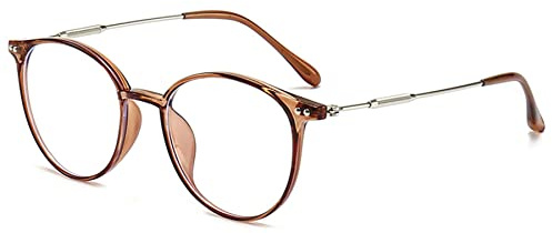 Lanomi Mode Lesebrille Blaulichtfilter Rund Damen Herren Computer Lesehilfe Sehhilfe UV400 Schutz Brille Anti Müdigkeit Oval Brillenfassung Klar braun 2.5