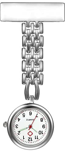 Avaner Schwesternuhr Pulsuhr Krankenschwester Uhren Herz/Rund Brosche Taschenuhr Analog Quarzwerk FOB Ansteckuhr für Krankenschwester Arzt Doktor