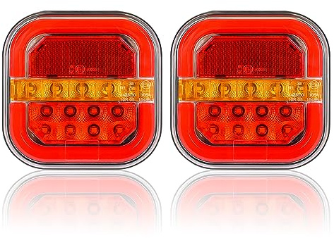 AOHEWEI 12/24V LED Bakre Trailer Lights, 2st Trailer Led Bakljus med vattentät, bromslägeslampa Dynamisk blinkers registreringsskylt Ljusreflektor för RV Caravan Traktor Lastbil Van Lastbil E-mark