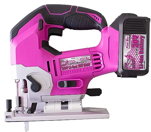 The Original Pink Box 20V Lithium-ion Brushless Cordless Jigsaw With 4Ah Battery, Pink