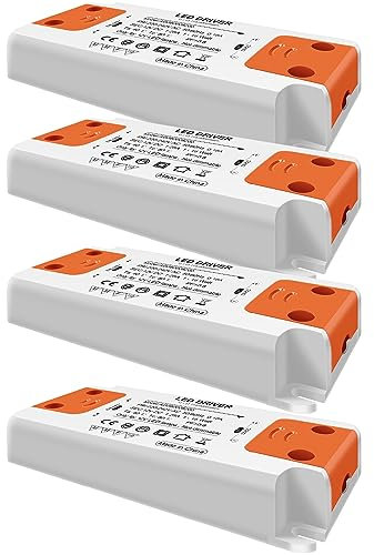 AGOTD led Trafo Transformator 1-15W 230V auf 12V Treiber Netzteil, kein Flimmern, kein Rauschen, Niedervolttrafo für G4 MR16 GU5.3 LED Halogen, 4er Pack