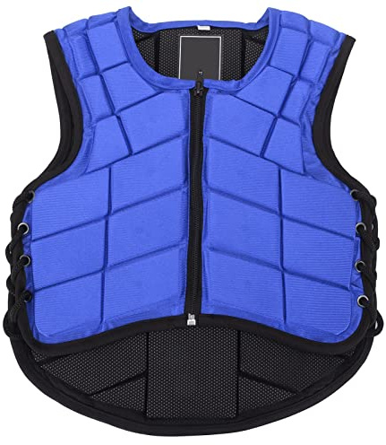 Pilipane Gilet Equestre Imbottito in Schiuma di Sicurezza Protezione per L'equitazione Protezione per Il Corpo Protezione per Il Corpo per Equitazione Blu(CS)