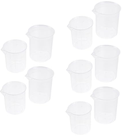 BESTonZON Tasses à Mesurer en Plastique 10 Pièces 100Ml 50Ml Gobelets Doseurs Gradués Blancs Transparents pour Laboratoire la Cuisine Échantillons