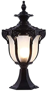 Rétro IP44 étanche antirouille moulé sous pression en aluminium traditionnel Victoria verre lanterne colonne lampe Patio poste lumière métal pilier lampe pour clôture garde-corps porte décor éclairage