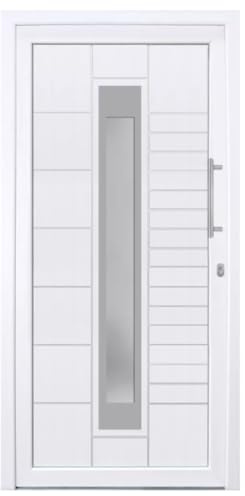 HORI Haustür Kunststoff, aluminium, Komplettset konfigurieren, Hauseingangstür Modern - Farbe: weiß - DIN rechts - Modell: Stripe - 198 x 98 cm