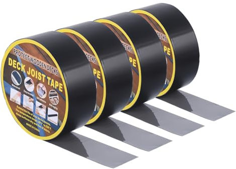sourcing map 4 Rollen Balkenband für Terrassendielen, 2 x 50' Butyl-Balkenband, Deck-Abdeckband, selbstklebend zum Schutz von Deckbalkenbalken, schwarz