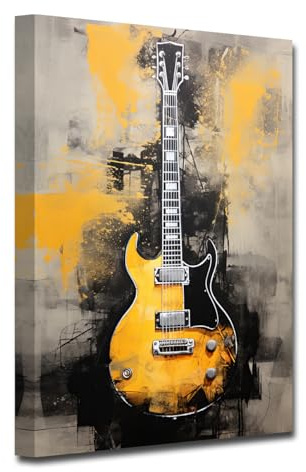 LZIMU Gitarren Leinwand Wanddrucke Vintage Stil Gitarren Kunstdruck abstrakte Aquarell Musikbilder Musikinstrument Poster für Raumdekoration (C, 40.00 x 60.00 cms)