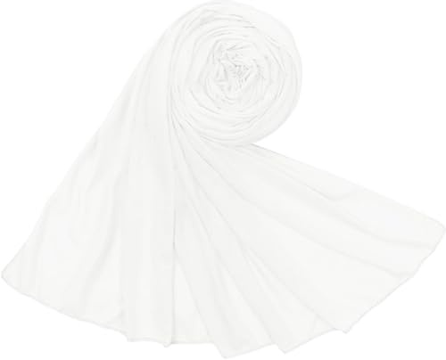 Piewag Hijab Scarf for Women Soft Cotton Muslim Jersey Hijab Head Wrap Scarves Fashion Long Scarf Shawls White