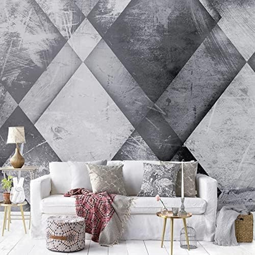 XLMING Abstrait Art Déco Gris Noir Et Blanc Géométrique Chambre À Coucher Canapé Salon Fond Tv Mur Papier Peint 3D-200cm×140cm