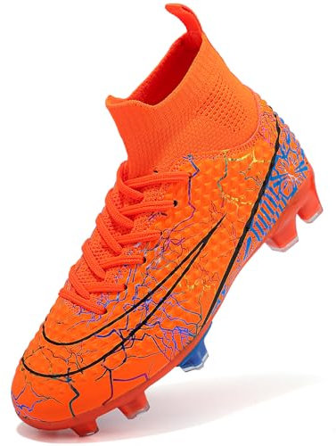 PiDaGlobal Kinder Fußballschuhe Jungen Mädchen Sportliche Fussballschuhe Indoor Outdoor Athletics Professionelle Trainingsschuhe 39EU Orange
