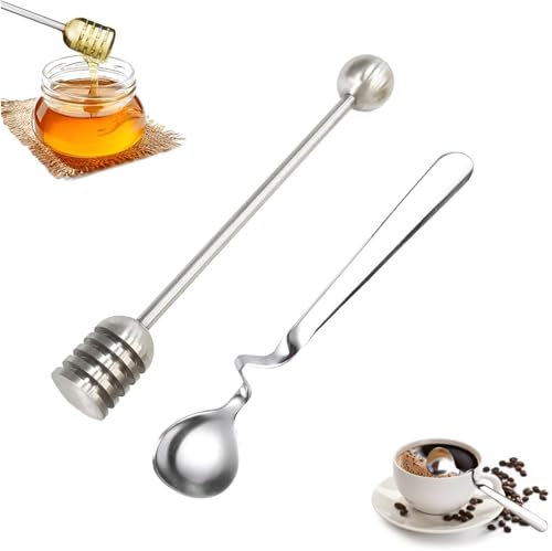 Lotbun Marmeladenlöffel, Honiglöffel, Edelstahl, 2 Stück, Rührer, aus Edelstahl, für Marmelade, Joghurt, Honig, Sirup