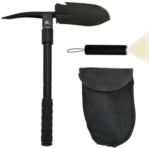 BURI Vanga pieghevole 6 in 1 con borsa per vanga, senza rose, pala pieghevole – Multifunzione, sega da campeggio per outddor