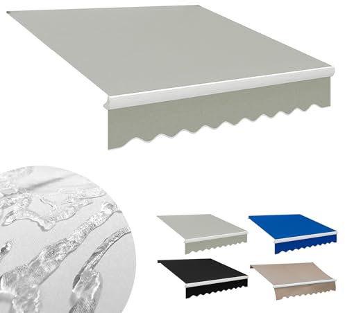 Tessuto di ricambio per tende da sole 350/400/500 x 300 cm, impermeabile, protezione UV, impermeabile, resistente alle intemperie, per tende da sole, tela di ricambio (grigio 3,5 x 3 m)