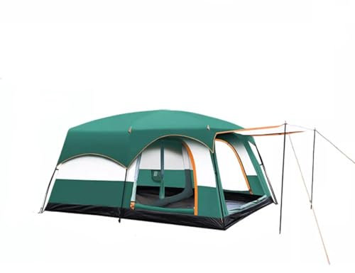 Tragbares Faltzelt for Camping, bietet Platz for 12 Personen, viel Platz, 2 Zimmer und 1 Wohnzimmer, sonnengeschützt, wasser- und winddicht, Vier-Jahreszeiten-Outdoor-Zelt (2 Farben erhältlich)(Green,