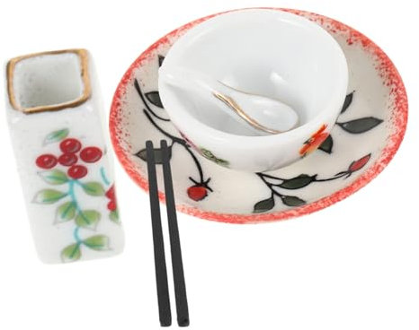 JOINPAYA Doll House Miniature Tableware Set Ceramic Bowl Plate Cutlery for Mini Kitchen Decor for Girls