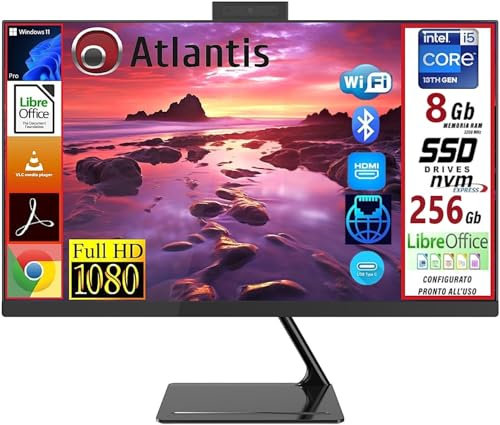Atlantis NEXUS Z27 AIO, PC all In One 27 Full HD, Cpu i5 di 12th Gen 2.5 Ghz, 8gb Ram DDR4, 256GB NVMe, Windows 11 Pro - PRONTO ALL'USO