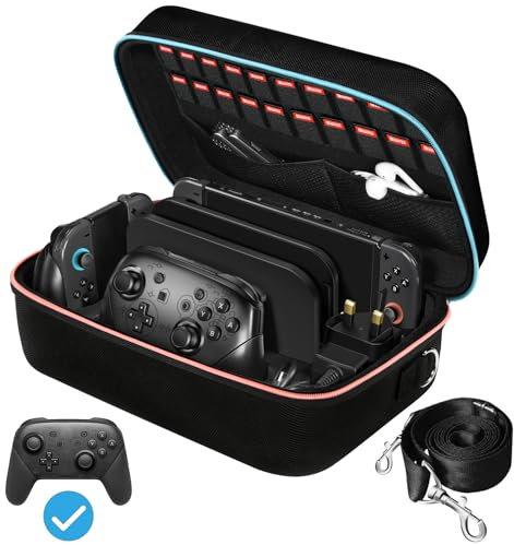 ivoler Carrying Storage All in One Case for Nintendo Switch 2, Portable Traveler Deluxe Carrying-All Protective Hard Messenger Bag Soft Lining Pouch 20 Games for Console & Accessories
