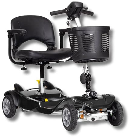 17 Ah Lightweight Mobility Scooter – Compact Folding Travel Scooter with Suspension, Removable Seat, 2 Battery Options (Black)