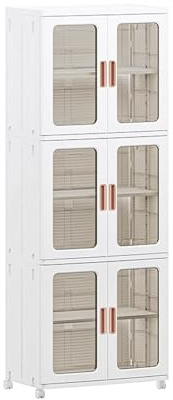 Kleiderschrank Schlafzimmer Groß Modern mit Rädern Magnetische Schranktüren Faltbarer Kleiderschrank Kunststoff für Wohnheime und Wohnungen(Natural,65 * 39 * 172cm)