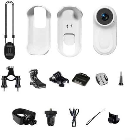 Manillefu Videocamera da 1080p per pollice, action camera tascabile per vlogging, piccola fotocamera portatile da casco con obiettivo grandangolare a 120° per ciclismo, viaggi (bianco)