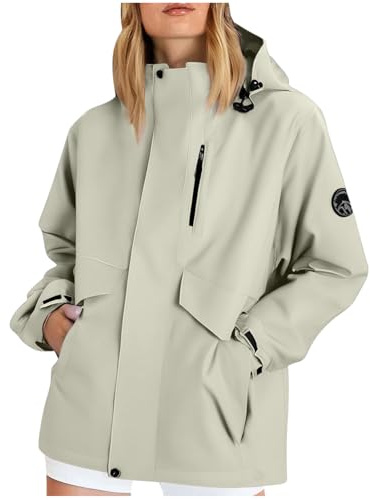 KOG Regenjacke für Damen Wasserdicht übergangsjacken Dünne übergangsmantel Hoodie Jacke Einfarbige Bekleidung Frauen Fashion Windbreaker Basic Sport Jacke Frau Bikerjacke Slim Fit Windjacke Radjacke