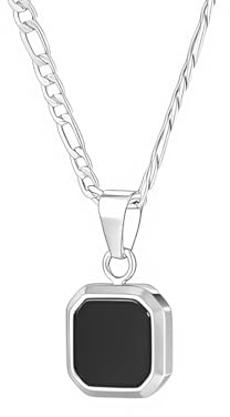LDKRZ Necklace for Men Pendant Stainless Steel Black 14 * 14mm Square Pendant Necklaces for Men Women 16th Birthday Gift Chain Length 16-22 Inch
